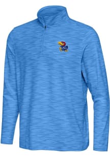 Antigua Kansas Jayhawks Mens Light Blue Swell Long Sleeve Qtr Zip Pullover