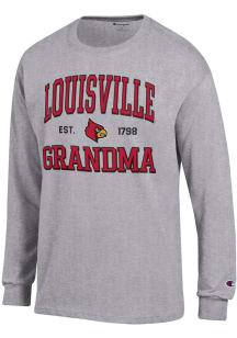 Champion Louisville Cardinals Grey Est. Date Grandma Jersey Long Sleeve T Shirt