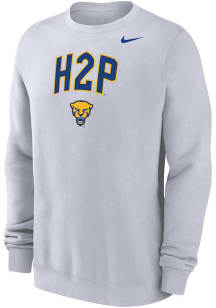 Nike Pitt Panthers Mens White Hail To Pitt Club Fleece Long Sleeve Crew Sweatshirt