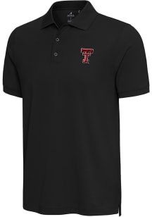 Antigua Texas Tech Red Raiders Mens Black Nobel Short Sleeve Polo