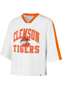 47 Clemson Tigers Womens White Drop Needle Short Sleeve T-Shirt