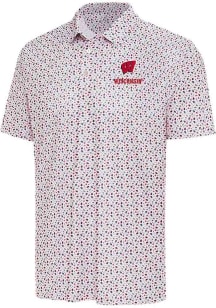 Antigua Wisconsin Badgers Mens White Hero Short Sleeve Polo