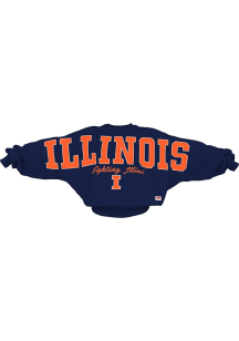 Pressbox Illinois Fighting Illini Womens Navy Blue Flannigan Crew Sweatshirt