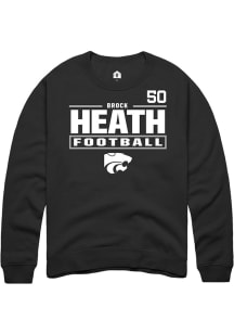 Brock Heath K-State Wildcats Mens Black Football NIL Stacked Box Player Crew