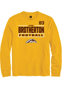Ryan Brotherton Western Michigan Broncos Gold Football NIL Stacked Box Long Sleeve Player T Shirt