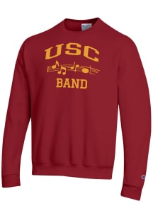 Champion USC Trojans Mens Cardinal Band Icon Powerblend Long Sleeve Crew Sweatshirt