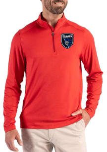 Cutter and Buck San Jose Earthquakes Mens Red Coastline Long Sleeve Qtr Zip Pullover