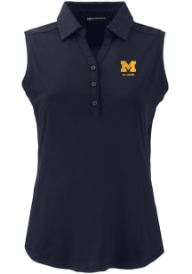 Cutter and Buck Michigan Wolverines Womens Blue Alumni Forge Eco Polo Shirt