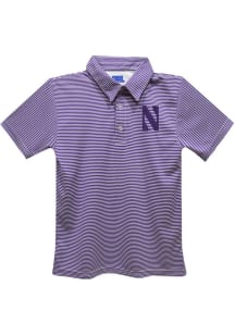 Vive La Fete Northwestern Wildcats Toddler Purple Pencil Stripe Short Sleeve Polo Shirt