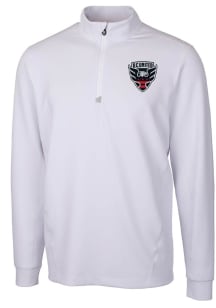 Cutter and Buck DC United Mens White Traverse Long Sleeve Qtr Zip Pullover
