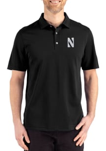 Cutter and Buck Northwestern Wildcats Black Advantage Refresh Pique Big and Tall Polo
