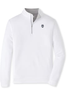 Peter Millar UConn Huskies Mens White Perth Husky Long Sleeve Qtr Zip Pullover