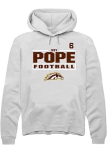 Joey Pope Western Michigan Broncos Mens White Football NIL Stacked Box Player Hood