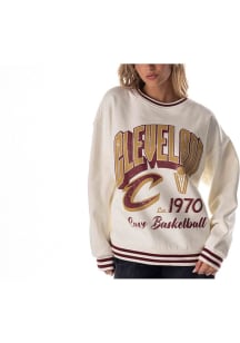 Cleveland Cavaliers Womens White Double Baggy Crew Sweatshirt