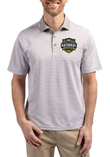 Cutter and Buck Michigan Wolverines Anthracite 2026 MBB Champions Virtue Eco Pique Micro Stripe Bi..