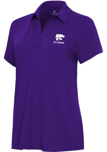 Antigua K-State Wildcats Womens Purple Alumni Era Short Sleeve Polo Shirt