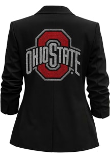 Ohio State Buckeyes Womens Black Blazer Ruched Medium Weight Jacket