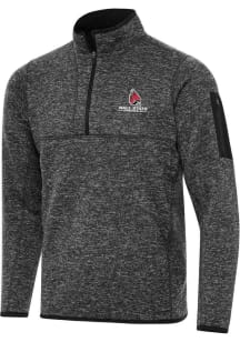 Antigua Ball State Cardinals Mens Black Fortune Long Sleeve Qtr Zip Pullover