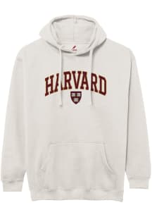 League Harvard Crimson Mens Black Arch Team Name Shield Long Sleeve Hoodie