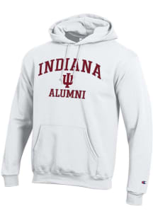 Champion Indiana Hoosiers Mens White Logo Alumni Powerblend Long Sleeve Hoodie