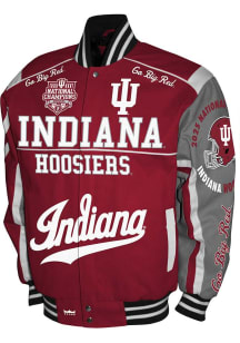 Mens Indiana Hoosiers Commemorative Cotton Twill Heavyweight Jacket - Crimson