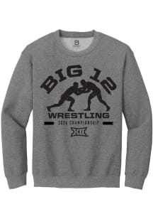 Summit Sportswear Big 12 Mens Graphite 2026 Wrestling Championship Long Sleeve Crew Sweatshirt
