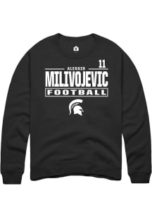 Alessio Milivojevic  Rally Michigan State Spartans Mens Black NIL Stacked Box Long Sleeve Crew Swe..