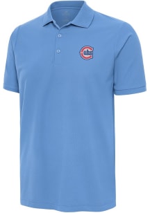 Antigua Chicago Cubs Mens Light Blue Alternate Legacy Pique Short Sleeve Polo
