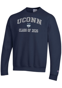 Champion UConn Huskies Mens Navy Blue Font Class of 2026 Powerblend Long Sleeve Crew Sweatshirt