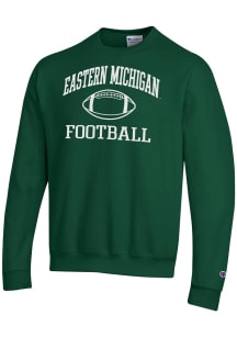 Champion Eastern Michigan Eagles Mens Green Football Icon Powerblend Long Sleeve Crew Sweatshirt