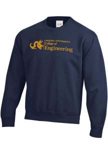 Drexel Dragons Mens Navy Blue COLLEGE OF ENGINEERING Embroidered Long Sleeve Crew Sweatshirt