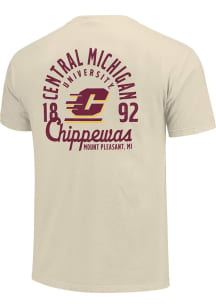 Central Michigan Chippewas Ivory Mascot Overlay Short Sleeve T Shirt