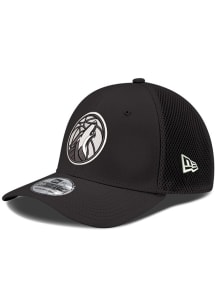 New Era Minnesota Timberwolves Mens Black Team Logo Neo 39THIRTY Flex Hat