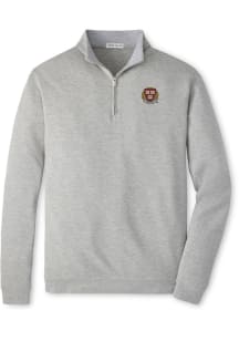 Peter Millar Harvard Crimson Mens Grey Crown Comfort Long Sleeve Qtr Zip Pullover