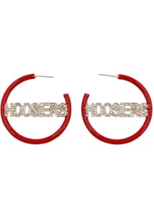 Indiana Hoosiers Pave Enamel Hoop Womens Earrings