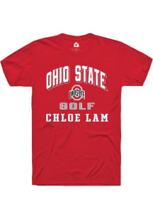 Chloe Lam Ohio State Buckeyes Red NIL Arch Logo Short Sleeve Player T Shirt