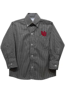Vive La Fete Utah Utes Baby Black Gingham Long Sleeve Polo