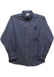 Vive La Fete Rice Owls Toddler Navy Blue Gingham Long Sleeve Polo