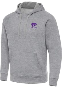Antigua K-State Wildcats Mens Grey Heather Victory Soccer Long Sleeve Hoodie