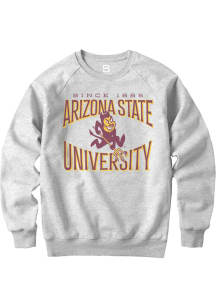 Summit Sportswear Arizona State Sun Devils Mens Ash Triblend Long Sleeve Fashion Sweatshirt
