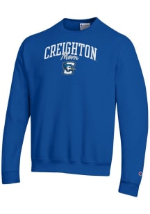 Champion Creighton Bluejays Mens Blue Mom Script Powerblend Long Sleeve Crew Sweatshirt