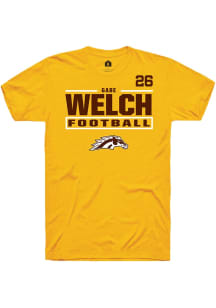 Gabe Welch Western Michigan Broncos Gold Football NIL Stacked Box Short Sleeve Player T Shirt