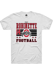 Trey Robinette Ohio State Buckeyes White Football NIL Striped Short Sleeve Player T Shirt