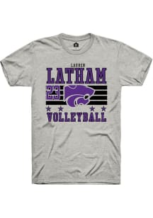 Lauren Latham K-State Wildcats Ash NIL Striped Short Sleeve Player T Shirt
