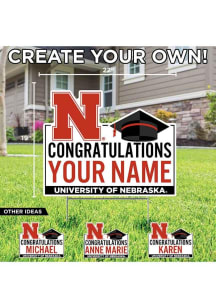 Nebraska Cornhuskers Personalized Congratulations Grad Yard Sign - White