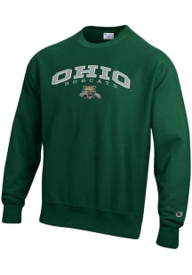Champion Ohio Bobcats Mens Green Double Arch Reverse Weave Long Sleeve Crew Sweatshirt