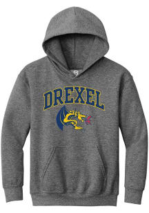 Summit Sportswear Drexel Dragons Youth Graphite Arch Logo Long Sleeve Hoodie