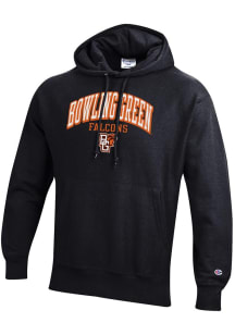 Champion Bowling Green Falcons Mens Black Arch Mascot Logo Reverse Weave Long Sleeve Hoodie