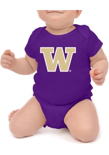 Little King Washington Huskies Baby Purple Primary Short Sleeve One Piece
