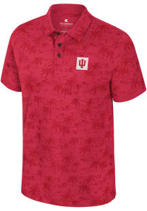 Colosseum Indiana Hoosiers Mens Crimson Fremen Palm Short Sleeve Polo